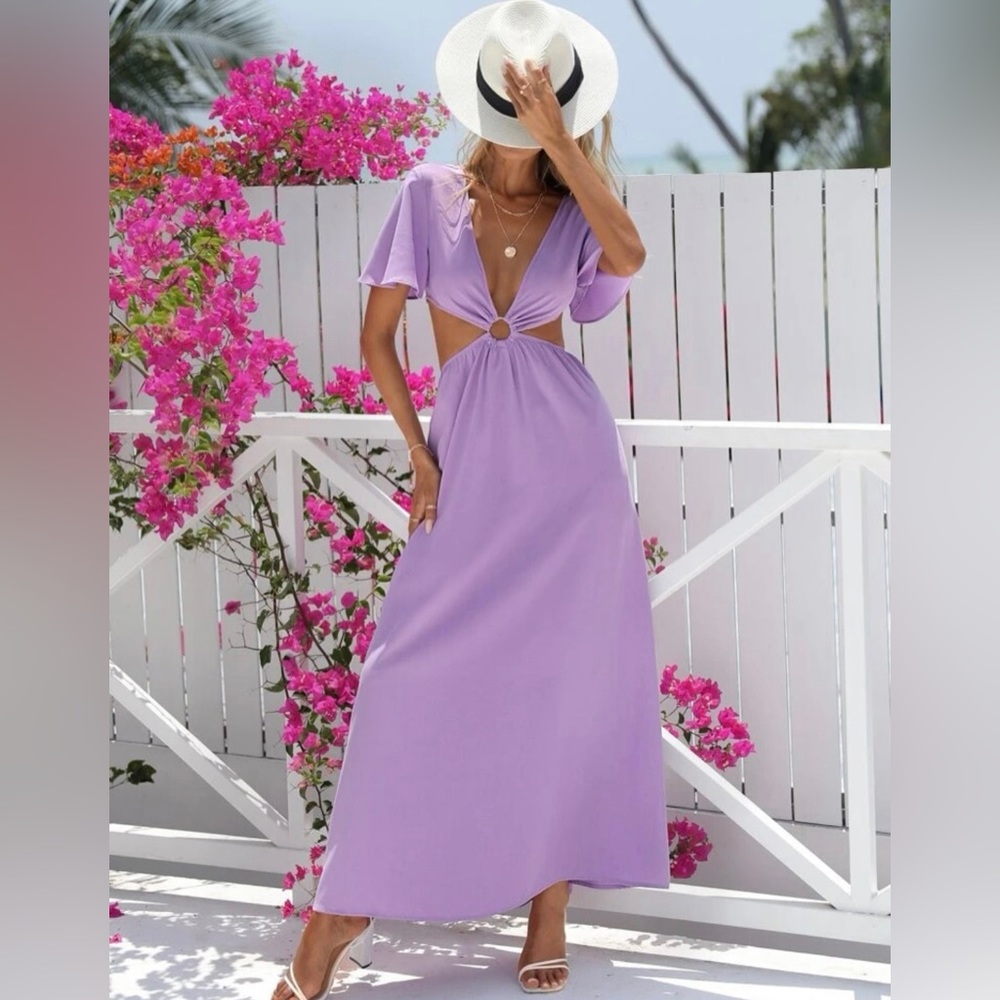 Purple Cut-Out Tie Dress